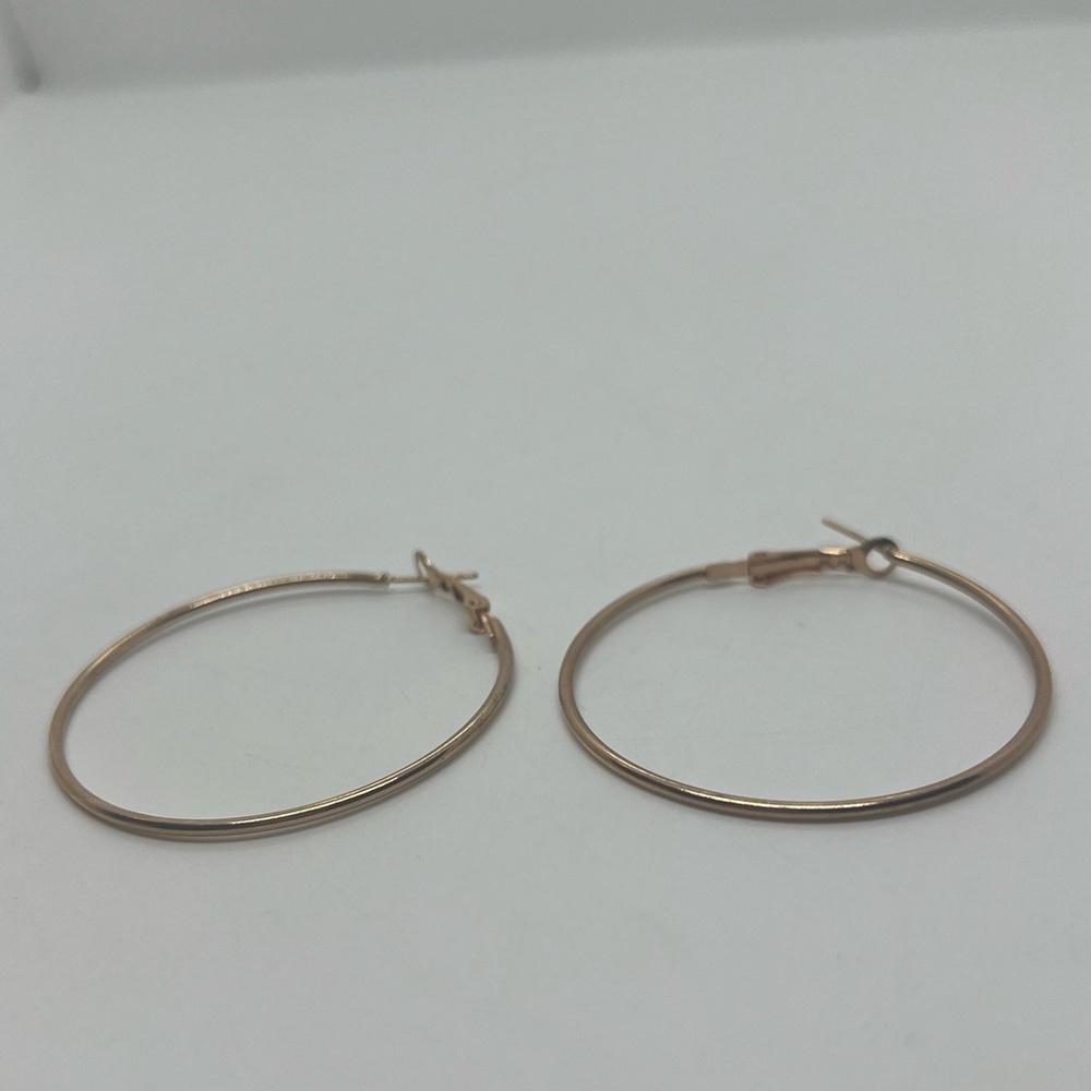Simple Gold Hoops - Picture 2 of 4